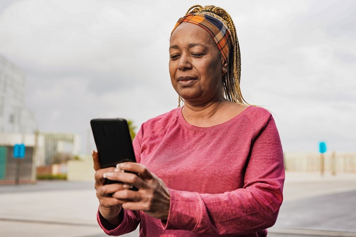 African American woman using a phone