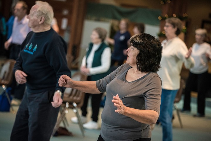 Man and woman exercising